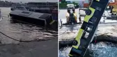 Denize düşen İETT otobüsü saatler sonra çıkarıldı! El frenini çekmediği anlaşılan sürücü gözaltında