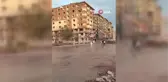 Hatay'da kolonları kesilerek yıkılan 8 katlı bina böyle yerle bir oldu