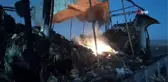 Kars'ta hareket halindeki kamyon yandı