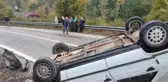 Bartın'da Yağmur Nedeniyle Otomobil Takla Attı