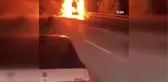 Seyir halindeki tır alev alev böyle yandı