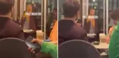 Protesto için ünlü kahve zincirine gidip bağıran kadına, gençler tepki gösterdi