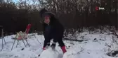 Çan'da mevsimin ilk kar yağışı çocukları sevindirdi