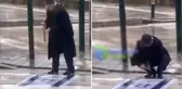 Bursa'nın Gürsu ilçesinde bir şahıs, gelen geçen bassın diye İsrail bayrağını asfalta çiviledi