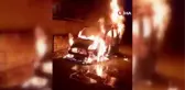 Tercan'da alev alev yanan araç pert oldu