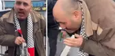 Galata Köprüsü'ndeki Gazze eyleminden dönen vatandaşa yumruklu saldırı