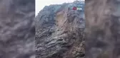 Hakkari'de dağdan kopan kayalar köy yolunu kapattı
