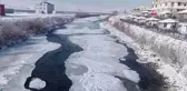 Erzurum'da Aras Nehri dondu