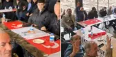 Skandal görüntü! Belediye başkan adayına destek için toplanan grup Türk bayraklarını masa örtüsü yaptı