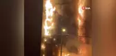 Eyüpsultan'da kıraathanede çıkan yangında 6 katlı bina alev alev yandı