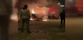 Ataşehir'de park halindeki kamyonet alev alev yandı