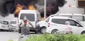 Ataşehir'de park halindeki araç alevlere teslim oldu