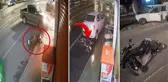 Gelen çarptı giden çarptı! Park halindeki motosiklet 3 farklı kazaya karıştı