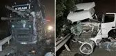 Otoyolda lastiği patlayan tıra başka tır çarptı, 2 ölü, 1 yaralı