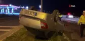 Takla atan otomobilden burnu bile kanamadan çıktı
