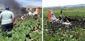2 pilotun şehit olduğu uçak kazasından ilk görüntüler