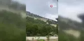 Hafif ticari aracın uçurumdan yuvarlanma anı kamerada