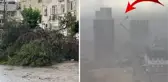 Vinç böyle devrildi! Adana'da şiddetli yağmur ve rüzgar hayatı felç etti