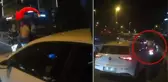 Motosikletli kadını araçla ezmeye çalıştı! Ezilmekten son anda kurtuldu