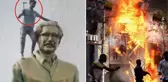 Başbakanın istifası da tansiyonu düşürmedi! Göstericiler bu kez babasının heykellerini hedef aldı