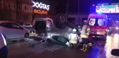 Üsküdar'da kontrolden çıkan otomobilin çarptığı araç takla attı