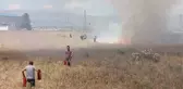 Erzurum'da Buğday Tarlasında Yangın Çıktı