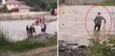 Derenin karşısına geçmek isteyen imamın imdadına belediye ekipleri yetişti