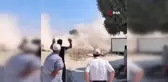 Depremde hasar gören su deposunun yerle bir olduğu anlar kamerada