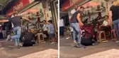 Hamile kadını sokak ortasında sopayla dövdü, uzun süre kimse müdahale etmedi