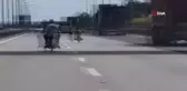 Otobanda motosikletin üzerine yatarak canını hiçe sayan sürücüye 10 bin TL ceza
