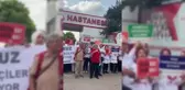 DİSK Gıda-İş Sendikası, hastane yemekhane işçilerinin taleplerini duyurmak için eylem yaptı