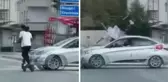 Kırmızı ışıkta geçen Scooter otomobil ile çarpıştı