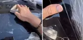 Aracının üstündeki kaplamaya güvenen vatandaş hüsrana uğradı