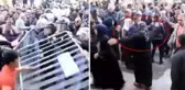 DEM Partililerin polis barikatlarına saldırdığı ana başörtülü kadın damga vurdu