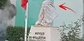 Skandal görüntüler! Atatürk büstüne çuval geçirip dışkı sürdüler