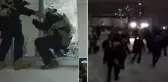 Güney Kore'de askerler camları kırarak girdikleri binadan apar topar ayrılmak zorunda kaldı