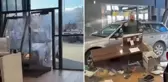 Öfkeli sürücü, parasını geri alamayınca aracıyla galeriye daldı