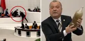Meclis'te tansiyon yükseldi! Bakan Kurum, CHP'li vekilin getirdiği pis suyu yere fırlattı