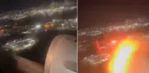 Kuş çarpması sonucu motoru alev alan uçak acil iniş yaptı
