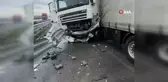 Kontrolden Çıkan Tır Ters Döndü