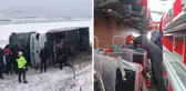 Kars'ta can pazarı! Yolcu otobüsü şarampole devrildi