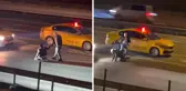 Taksi şoförü, ücretini ödemeyen yolcuyu akan trafikte tekme tokat dövdü