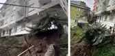 Beyoğlu'nda istinat duvarı çöktü, iki bina boşaltıldı