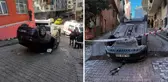 El freni çekilmeyen otomobil takla attı