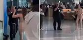 Çıplak kadın, havalimanında etraftakilere kalemle saldırdı