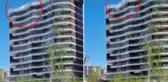 Deprem anında havuz suyu apartmandan aşağı döküldü
