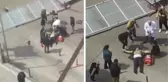 Ataşehir'de rüzgar nedeniyle demir pano bir kişinin üzerine düştü