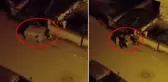 Kağıt toplayan kadının üstüne çöp konteyneri devrildi