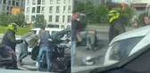 Ortalık fena karıştı! Akan trafikte yerde yuvarlandılar