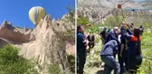 Kapadokya'da sıcak hava balonu kazası, turistler mahsur kaldı
